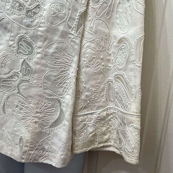 Lafayette 148 Jacket Elegant White Embroidered Women's Size 6 Embroidered Beaded - Picture 4 of 12